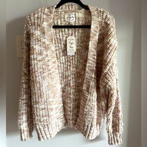 Hippie Rose Oatmeal Sand Beige Cream Cozy Soft Open Cardigan Sweater New Sz Med